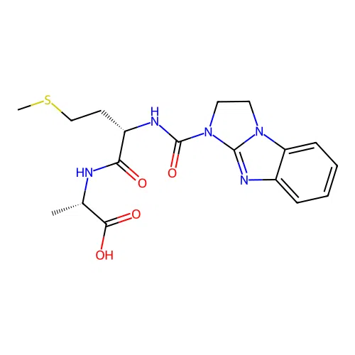 (2S)-2-[[(2S)-2-(1,2-dihydroimidazo[1,2-a]benzimidazole-3-carbonylamino)-4-methylsulfanylbutanoyl]amino]propanoic acid structure