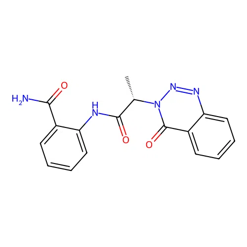 2-{[(2S)-2-(4-oxo-1,2,3-benzotriazin-3(4H)-yl)propanoyl]amino}benzamide structure