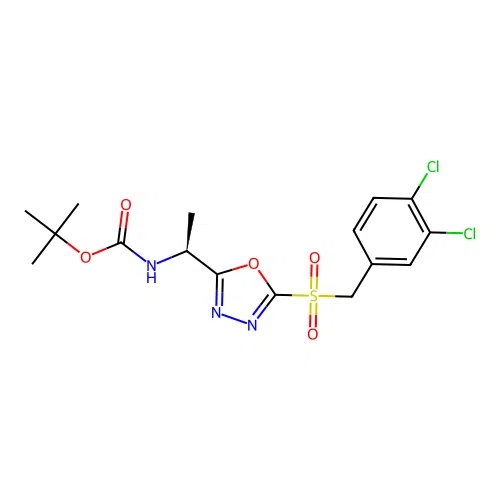 (S)-tert-butyl (1-(5-((3,4-dichlorobenzyl)sulfonyl)-1,3,4-oxadiazol-2-yl)ethyl)carbamate structure