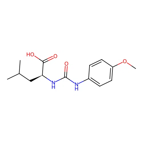 N-[(4-methoxyphenyl)carbamoyl]-L-leucine structure