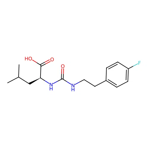 N-{[2-(4-fluorophenyl)ethyl]carbamoyl}-L-leucine structure