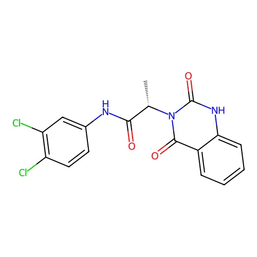 (2S)-N-(3,4-dichlorophenyl)-2-(2-hydroxy-4-oxoquinazolin-3(4H)-yl)propanamide structure