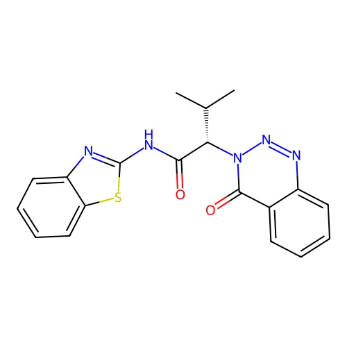 (S)-N-(benzo[d]thiazol-2-yl)-3-methyl-2-(4-oxobenzo[d][1,2,3]triazin-3(4H)-yl)butanamide structure