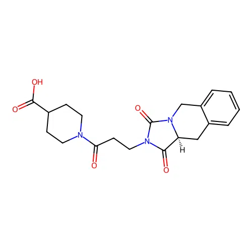 (S)-1-(3-(1,3-dioxo-10,10a-dihydroimidazo[1,5-b]isoquinolin-2(1H,3H,5H)-yl)propanoyl)piperidine-4-carboxylic acid structure
