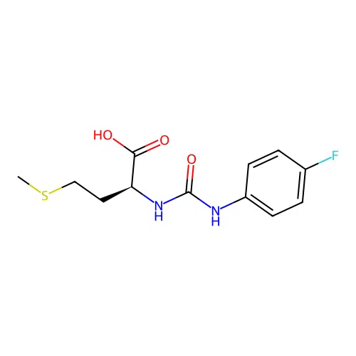 N-[(4-fluorophenyl)carbamoyl]-L-methionine structure