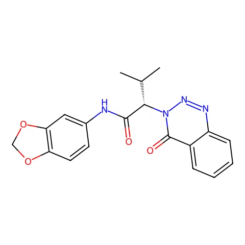 (2S)-N-(1,3-benzodioxol-5-yl)-3-methyl-2-(4-oxo-1,2,3-benzotriazin-3(4H)-yl)butanamide structure