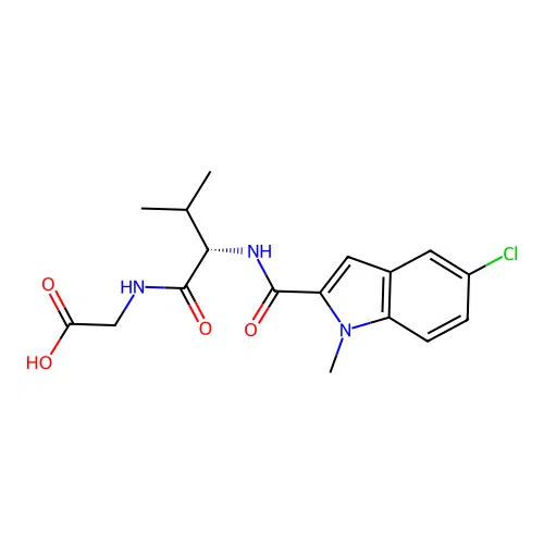N-[(5-chloro-1-methyl-1H-indol-2-yl)carbonyl]-L-valylglycine structure