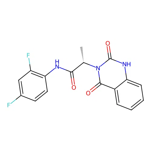 (2S)-N-(2,4-difluorophenyl)-2-(2-hydroxy-4-oxoquinazolin-3(4H)-yl)propanamide structure