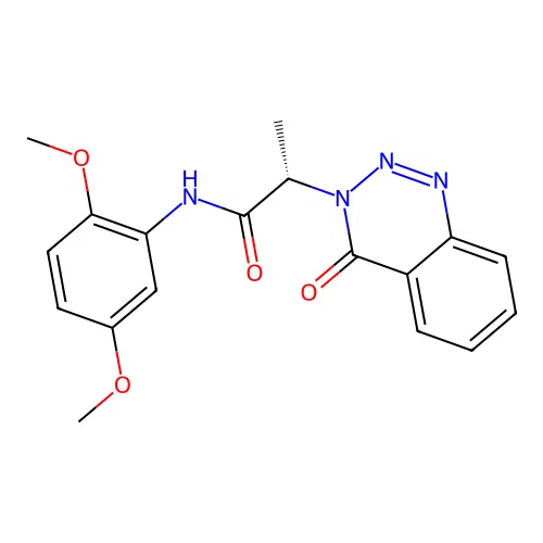 (2S)-N-(2,5-dimethoxyphenyl)-2-(4-oxo-1,2,3-benzotriazin-3-yl)propanamide structure