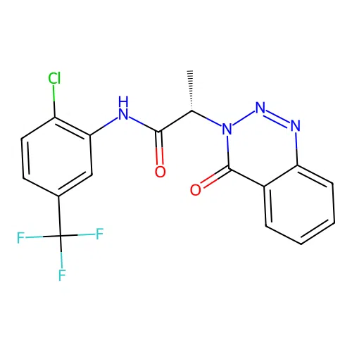 (2S)-N-[2-chloro-5-(trifluoromethyl)phenyl]-2-(4-oxo-1,2,3-benzotriazin-3-yl)propanamide structure