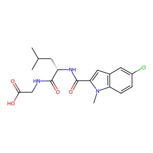 N-[(5-chloro-1-methyl-1H-indol-2-yl)carbonyl]-L-leucylglycine structure