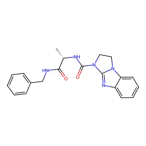 (S)-N-(1-(benzylamino)-1-oxopropan-2-yl)-2,3-dihydro-1H-benzo[d]imidazo[1,2-a]imidazole-1-carboxamide structure