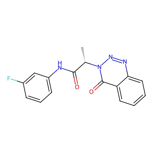 (2S)-N-(3-fluorophenyl)-2-(4-oxo-1,2,3-benzotriazin-3(4H)-yl)propanamide structure