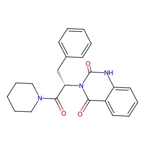 (S)-3-(1-oxo-3-phenyl-1-(piperidin-1-yl)propan-2-yl)quinazoline-2,4(1H,3H)-dione structure
