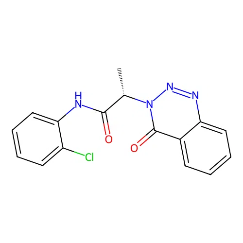 (2S)-N-(2-chlorophenyl)-2-(4-oxo-1,2,3-benzotriazin-3(4H)-yl)propanamide structure