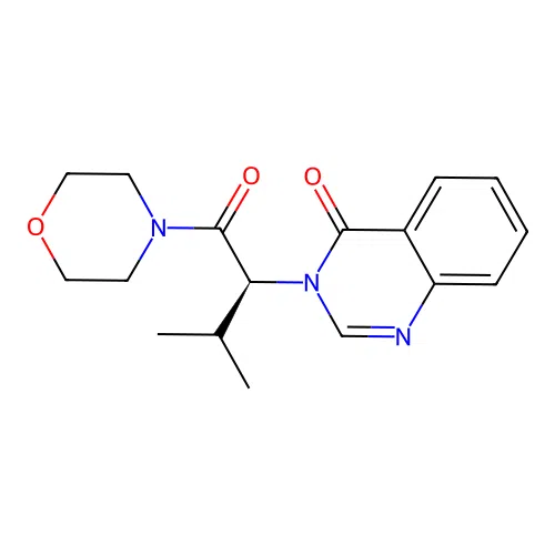3-[(2S)-3-methyl-1-(morpholin-4-yl)-1-oxobutan-2-yl]quinazolin-4(3H)-one structure