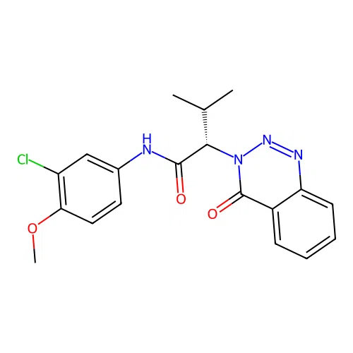(2S)-N-(3-chloro-4-methoxyphenyl)-3-methyl-2-(4-oxo-1,2,3-benzotriazin-3-yl)butanamide structure