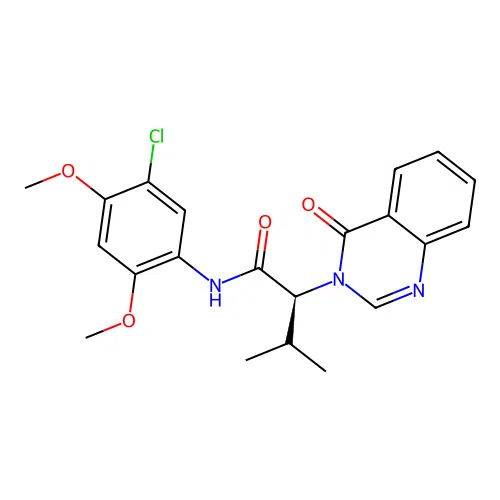 (2S)-N-(5-chloro-2,4-dimethoxyphenyl)-3-methyl-2-(4-oxoquinazolin-3(4H)-yl)butanamide structure