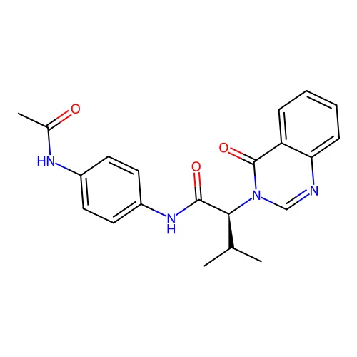 (2S)-N-[4-(acetylamino)phenyl]-3-methyl-2-(4-oxoquinazolin-3(4H)-yl)butanamide structure