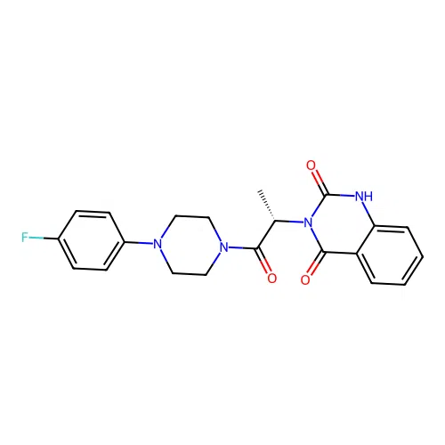 (S)-3-(1-(4-(4-fluorophenyl)piperazin-1-yl)-1-oxopropan-2-yl)quinazoline-2,4(1H,3H)-dione structure