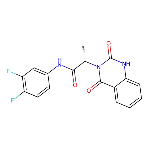(2S)-N-(3,4-difluorophenyl)-2-(2-hydroxy-4-oxoquinazolin-3(4H)-yl)propanamide structure