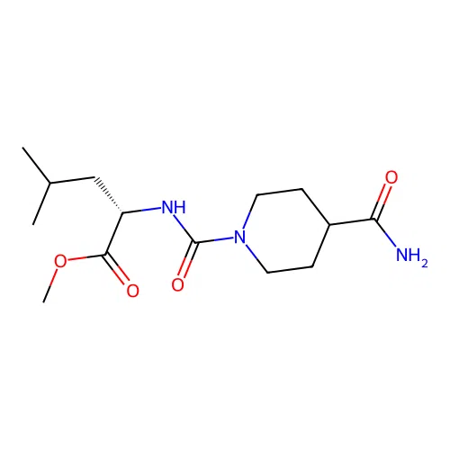 methyl N-[(4-carbamoylpiperidin-1-yl)carbonyl]-L-leucinate structure