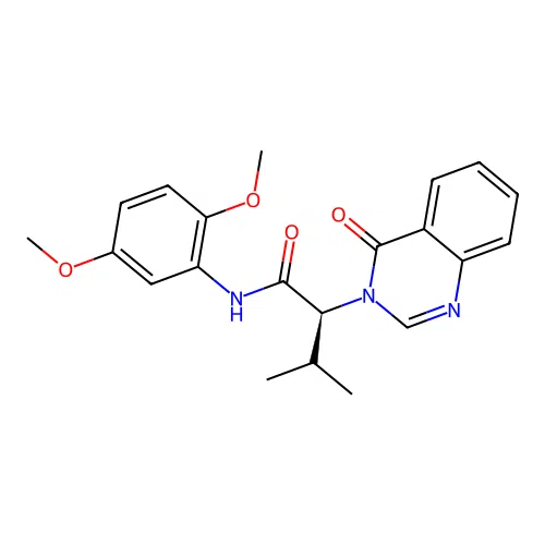 (2S)-N-(2,5-dimethoxyphenyl)-3-methyl-2-(4-oxoquinazolin-3(4H)-yl)butanamide structure