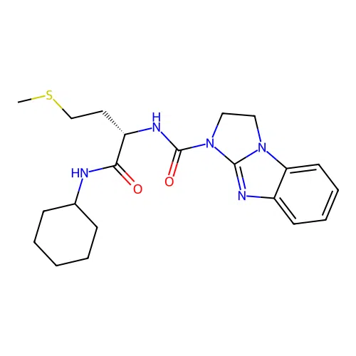 (S)-N-(1-(cyclohexylamino)-4-(methylthio)-1-oxobutan-2-yl)-2,3-dihydro-1H-benzo[d]imidazo[1,2-a]imidazole-1-carboxamide structure