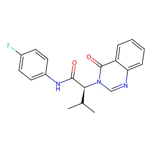 (2S)-N-(4-fluorophenyl)-3-methyl-2-(4-oxoquinazolin-3(4H)-yl)butanamide structure