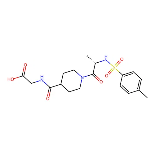 (S)-2-(1-(2-(4-methylphenylsulfonamido)propanoyl)piperidine-4-carboxamido)acetic acid structure