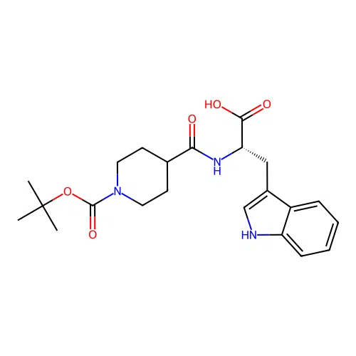 N-{[1-(tert-butoxycarbonyl)piperidin-4-yl]carbonyl}-L-tryptophan structure
