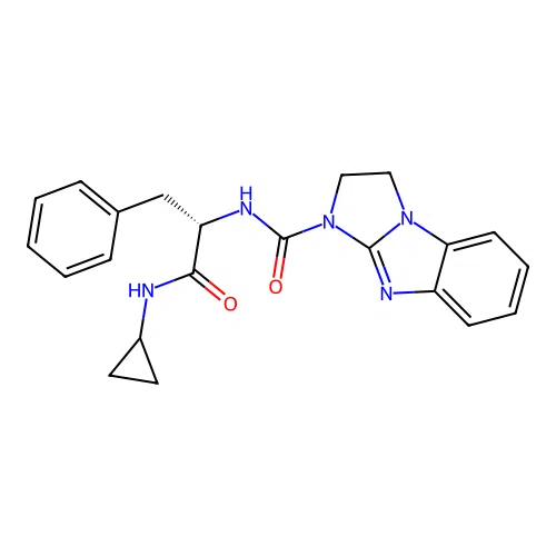 (S)-N-(1-(cyclopropylamino)-1-oxo-3-phenylpropan-2-yl)-2,3-dihydro-1H-benzo[d]imidazo[1,2-a]imidazole-1-carboxamide structure