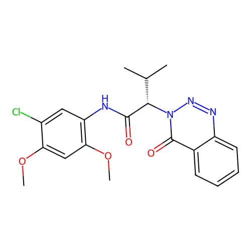 (2S)-N-(5-chloro-2,4-dimethoxyphenyl)-3-methyl-2-(4-oxo-1,2,3-benzotriazin-3(4H)-yl)butanamide structure