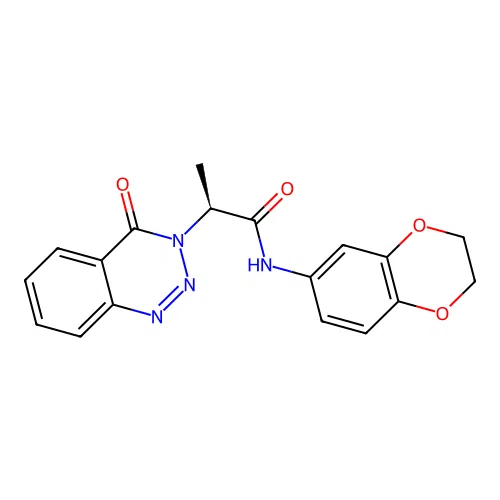(2S)-N-(2,3-dihydro-1,4-benzodioxin-6-yl)-2-(4-oxo-1,2,3-benzotriazin-3-yl)propanamide structure