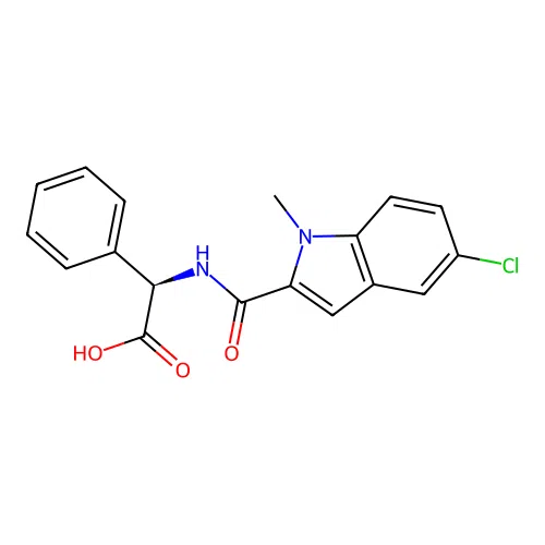 (2R)-{[(5-chloro-1-methyl-1H-indol-2-yl)carbonyl]amino}(phenyl)ethanoic acid structure