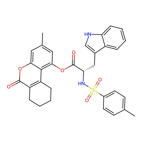 (3-methyl-6-oxo-7,8,9,10-tetrahydrobenzo[c]chromen-1-yl) (2S)-3-(1H-indol-3-yl)-2-[(4-methylphenyl)sulfonylamino]propanoate structure