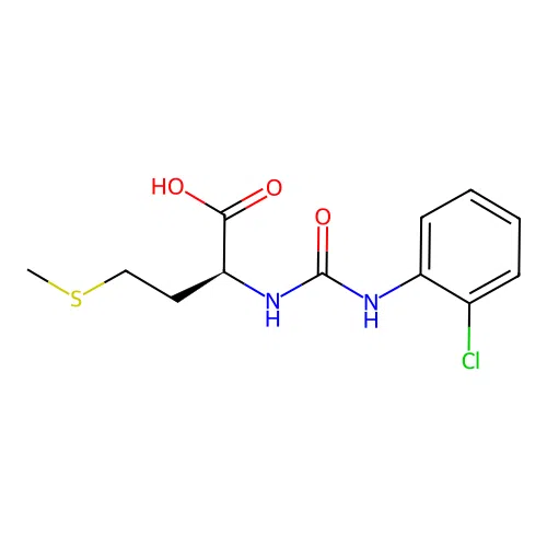 N-[(2-chlorophenyl)carbamoyl]-L-methionine structure
