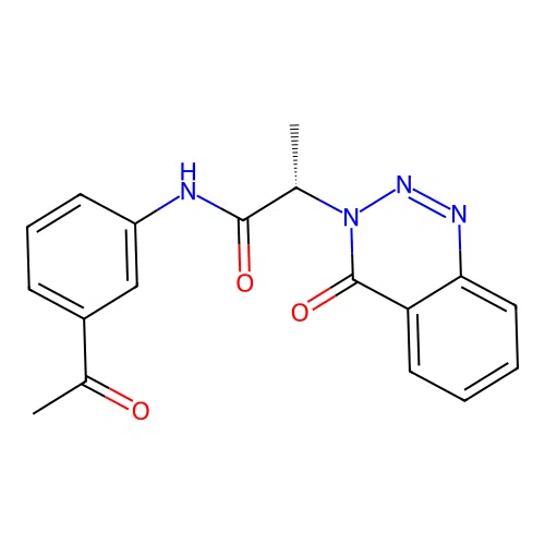(2S)-N-(3-acetylphenyl)-2-(4-oxo-1,2,3-benzotriazin-3(4H)-yl)propanamide structure