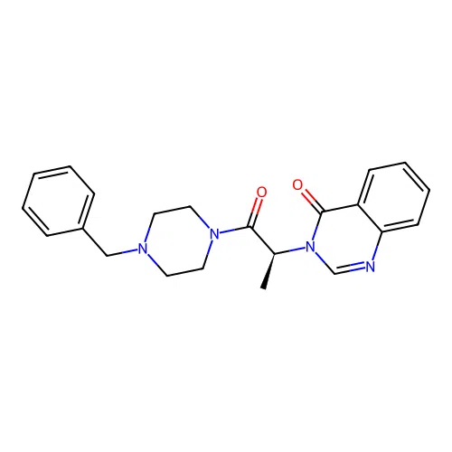 3-[(2S)-1-(4-benzylpiperazin-1-yl)-1-oxopropan-2-yl]quinazolin-4(3H)-one structure
