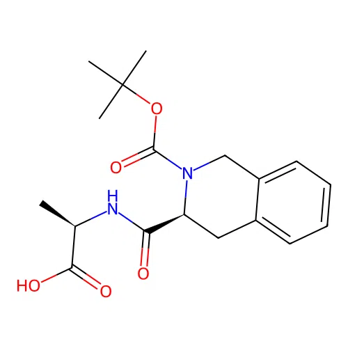 (2R)-2-[[(3S)-2-[(2-methylpropan-2-yl)oxycarbonyl]-3,4-dihydro-1H-isoquinoline-3-carbonyl]amino]propanoic acid structure