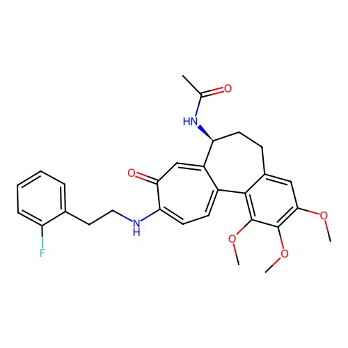 (S)-N-(10-((2-fluorophenethyl)amino)-1,2,3-trimethoxy-9-oxo-5,6,7,9-tetrahydrobenzo[a]heptalen-7-yl)acetamide structure