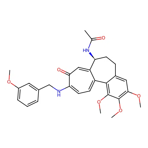 (S)-N-(1,2,3-trimethoxy-10-((3-methoxybenzyl)amino)-9-oxo-5,6,7,9-tetrahydrobenzo[a]heptalen-7-yl)acetamide structure
