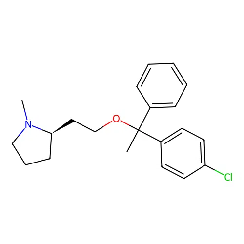(2R)-2-{2-[1-(4-chlorophenyl)-1-phenylethoxy]ethyl}-1-methylpyrrolidine structure