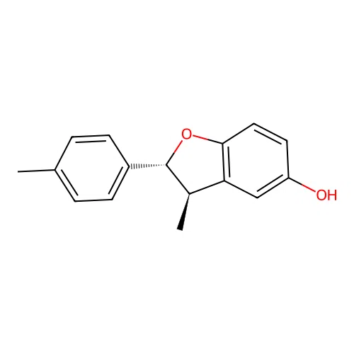 (2R,3R)-3-methyl-2-(4-methylphenyl)-2,3-dihydro-1-benzofuran-5-ol structure