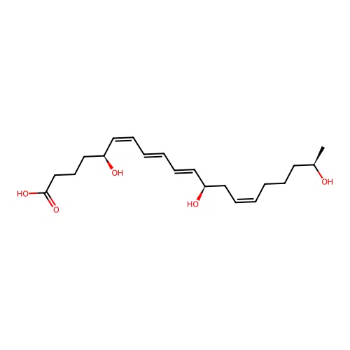 5,12,19-Trihydroxy-6,8,10,14-eicosatetraenoic acid structure