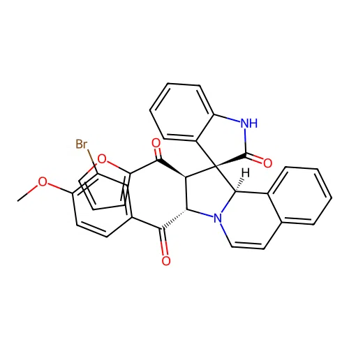 (1'S,2'S,3'S,10b'R)-3'-(3-bromo-4-methoxybenzoyl)-2'-(furan-2-carbonyl)-3',10b'-dihydro-2'H-spiro[indoline-3,1'-pyrrolo[2,1-a]isoquinolin]-2-one structure