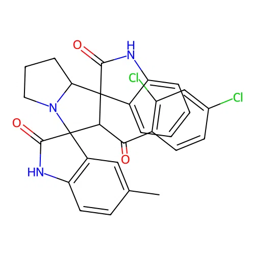 2'-[(2,4-dichlorophenyl)carbonyl]-5''-methyl-1,1'',2,2'',5',6',7',7'a-octahydro-2'H-dispiro[indole-3,1'-pyrrolizine-3',3''-indole]-2,2''-dione structure