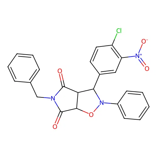3-benzyl-8-(4-chloro-3-nitro-phenyl)-7-phenyl-6-oxa-3,7-diazabicyclo[3.3.0]octane-2,4-dione structure