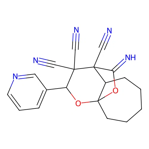11-IMINO-2-(3-PYRIDINYL)HEXAHYDRO-2H-9A,4-(EPOXYMETHANO)CYCLOHEPTA[B]PYRAN-3,3,4-TRICARBONITRILE structure