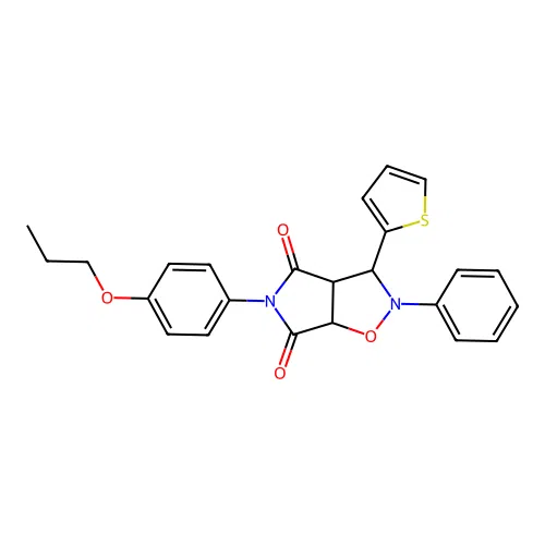 2-phenyl-5-(4-propoxyphenyl)-3-(thiophen-2-yl)dihydro-2H-pyrrolo[3,4-d][1,2]oxazole-4,6(3H,5H)-dione structure